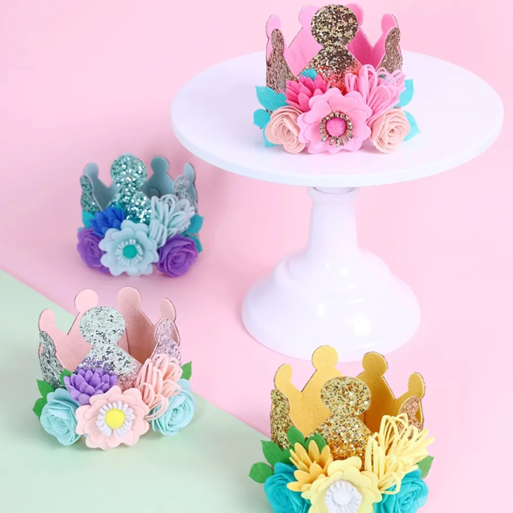 

Baby Birthday Headband Flower Children Hair Wear For Kids Crown Hairband Baby 1st Birthday Party Hat Hair Accessories
