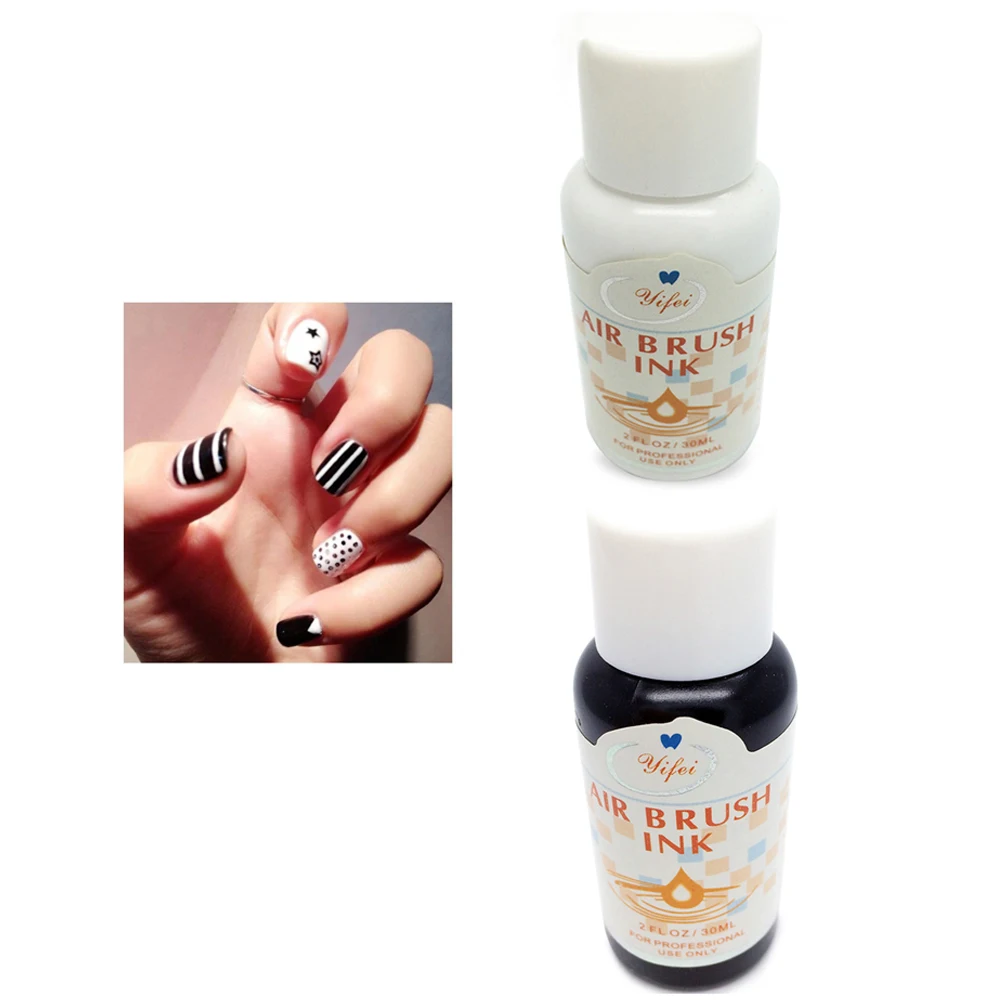 

8 bottles Water-based White/Black Aibrush Nail Ink Carnaval Airbrush Parint For Nails Nail Color Sets Pro For Gradient Nails