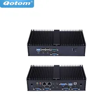 Qotom Mini-pc celeron 8 Qotom-Q190X 7 RS232 dual Lan USB X86 J1900 quad core Fanless POS QUIOSQUE Computador IPC