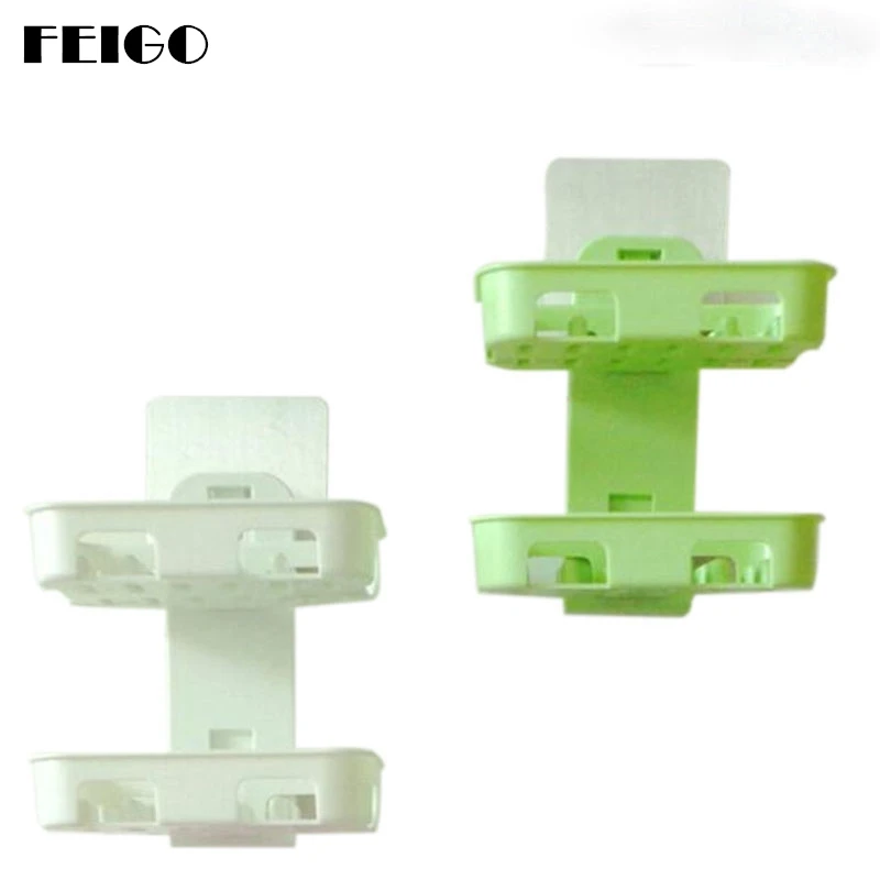 

FEIGO 1 Pcs Kitchen Two Layer Suction Holder Soap Storage Shelf Creative Storage Basket Soap Box Stand Bathroom Accessories F23