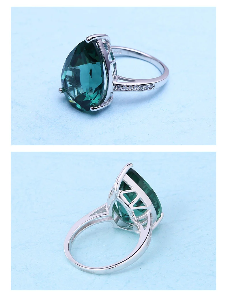 Gem's Ballet Роскошные 10.68Ct создан зеленый изумруд коктейльное кольцо из натуральной 925 пробы серебряные кольца для женщин хорошее ювелирное изделие