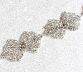

free shipping 2pcs/pack hot fashion butterfly-knot clear crystal rhinestone applique stone beaded trims hotfix patch accessory
