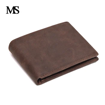

Real Leather Wallet Men Organizer Wallets Brand Vintage Genuine Leather Cowhide Short Men's Wallet Purse With Coin Pocket 075-01