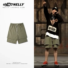 NELLY летние однотонные английские поддельные два предмета повседневные мужские шорты хип-хоп бегущие Спортивные шорты хип-хоп Уличная одежда