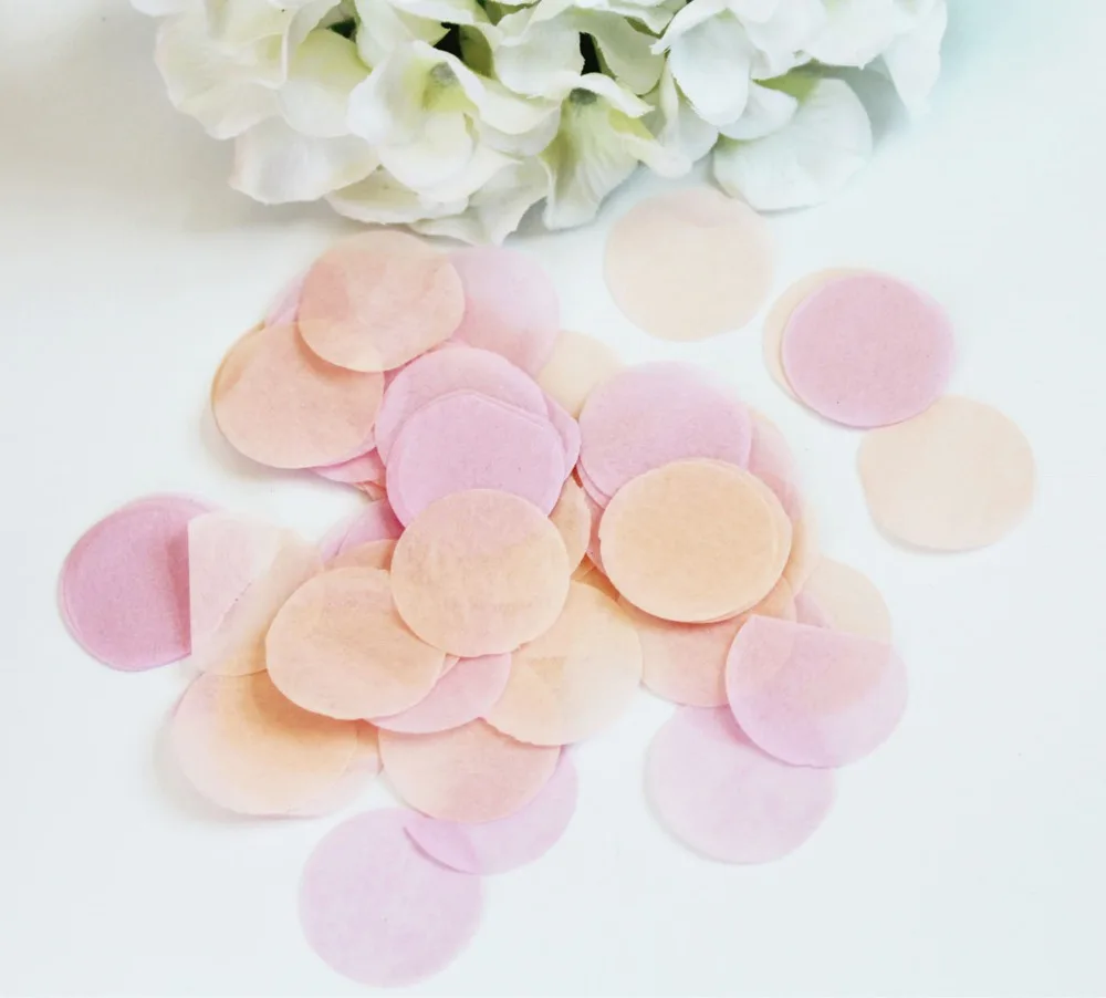 

Розовые персиковые круги и сердца, украшения для свадебного стола, биоразлагаемые