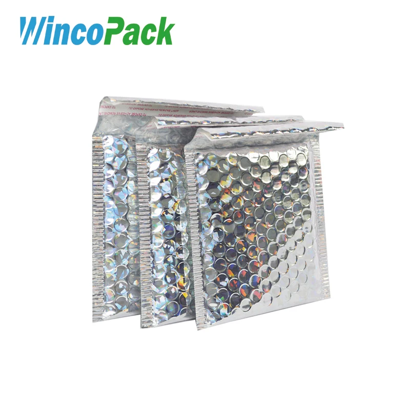 

Silvery Laser Metallic Foil Padded Bubble Mailer Bag, Gift packing jewelry pack laser mailing bag