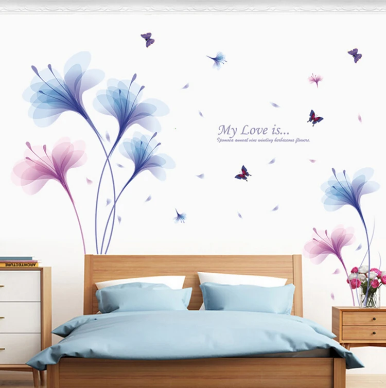 Мечта орхидеи большой наклейки на стену завод цветок бабочка домашний Декор Гостиная Спальня наклейки Арт постер обои съемный