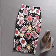 Женская винтажная юбка миди с высокой талией и принтом, офисная одежда, формальные эластичные юбки-карандаш, Новинка