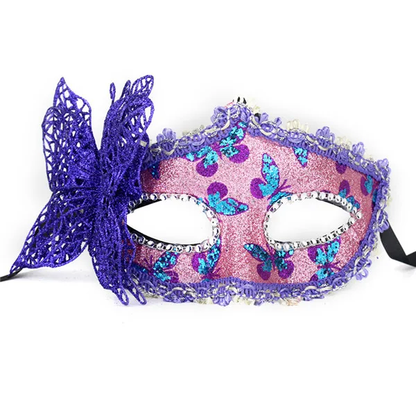 Сексуальная блестящая пудра Венецианская маска Венеция бабочка цветок Свадьба карнавал вечерние представления костюм секс леди маска маскарад - Цвет: purple