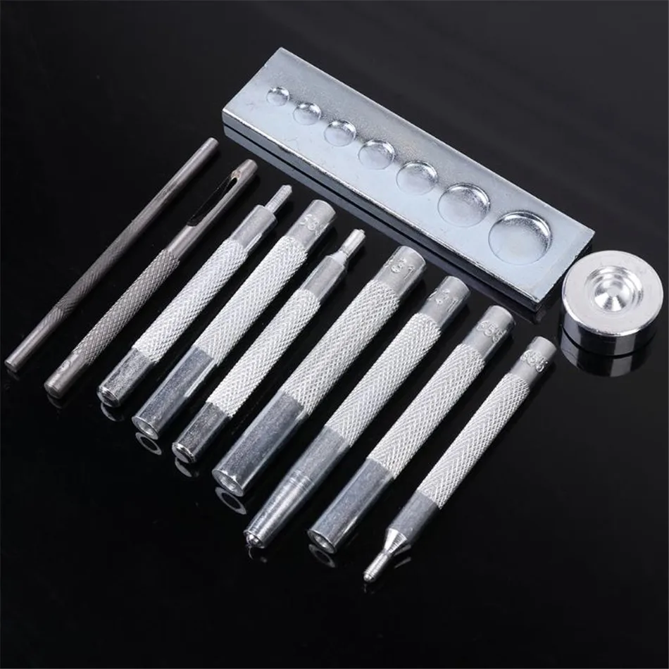 

VOGVIGO 11Pcs/Set Practical DIY Leather Tool Die Punch Hole Snap Rivet Setter Base Kit for Home Handmade Leather Craft DIY Tools