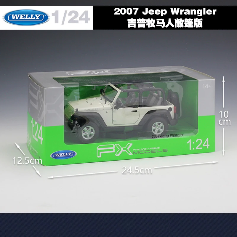 WELLY 1:24 Scale литой автомобиль 2007 Jeep Wrangler металлическая игрушка сплав Классический