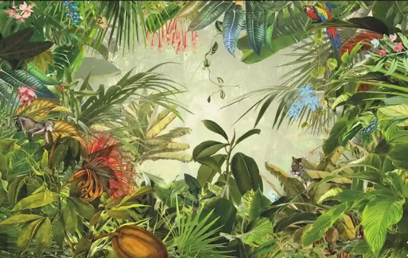 Detail Feedback Questions About Jungle Tree Animal Wall Murals 3d