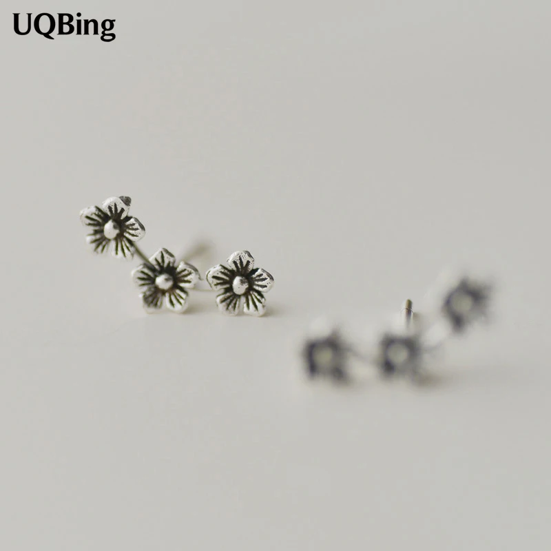 Ретро Винтажные 925 серебряные серьги-гвоздики с цветком серьги из стерлингового серебра 925 пробы Серьги-капельки с кристаллом