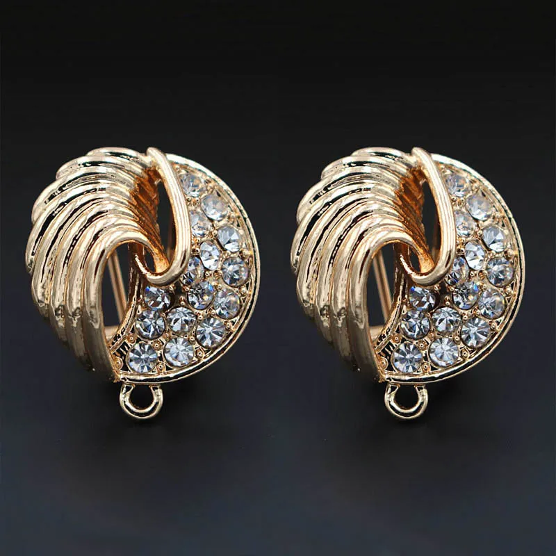 

Nigerian Earrings Post Clip Back with Loop Connectors Angel Wings CZ Findings DIY Indian African Women Wedding Jewelry Making