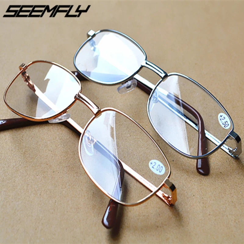 

Seemfly New Reading Glasses Men Women Metal Full Frame Clear Lens Hyperopia Presbyopic Eyeglasses Spectacle +1.0 To +4.0 Diopter