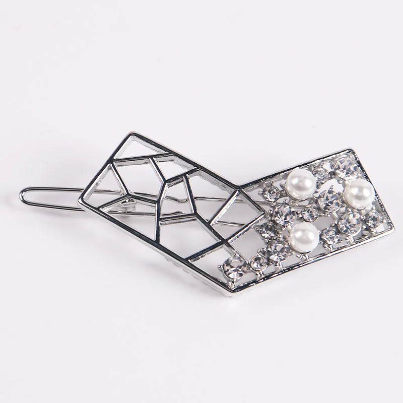 Love A Silver 1 шт. корейский бант сердце круглые заколки для волос популярные Геометрические аксессуары для волос женские заколки для волос имитация жемчуга - Цвет: Love A Silver