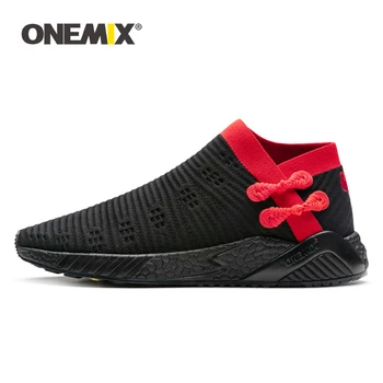 

ONEMIX 2019 socks running shoes for men light cool breathable sneakers knitted vamp durable rubber outsole socks-lik sneakers