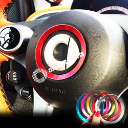 Алюминиевый сплав красочный автомобиль рулевое управление наклейка для колес украшение автомобиля крышка Накладка наклейка для Smart 453 fortwo