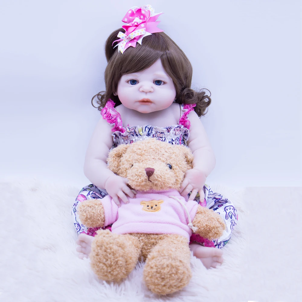 Прекрасные голубые глаза Bebes reborn doll 2" полный силикон для новорожденных, для девочек куклы для детей подарок на день рождения Поддельные Детские куклы игрушка для ванны