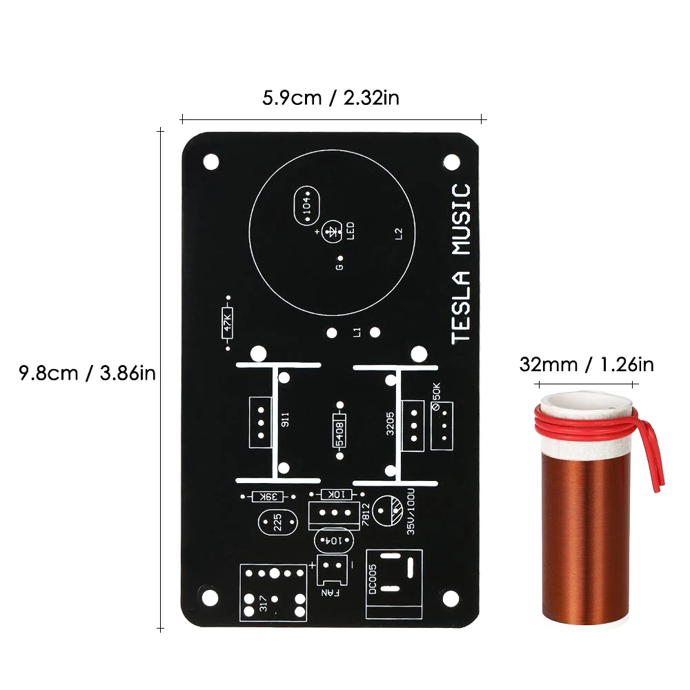 

LED DIY Music Tesla Coil Plasma Loudspeaker Kit Wireless Transmission Module D1V0 Electronic Production Kit Socket fittings