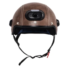 C6 Genuine Leather Helmet with WIFI Camera & Phone Answering, 2K Video Shooting with Free Mobile App Control & Waterproof IP54
