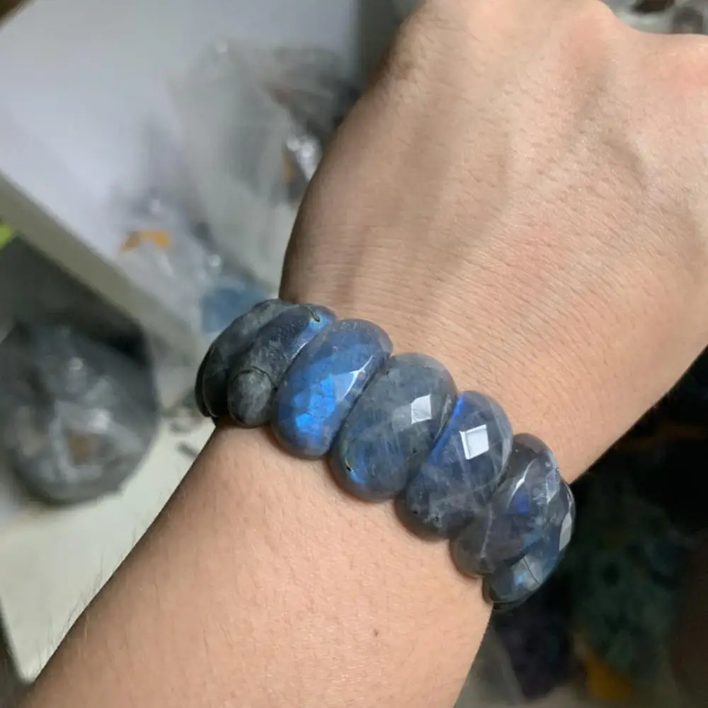 blue rainbow Labradorite bracelet natural gemstone jewelry bangle for woman for gift wholesale