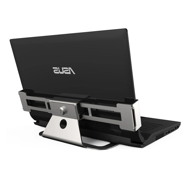 Metallic stretch laptop security display stand notebook computer desk
