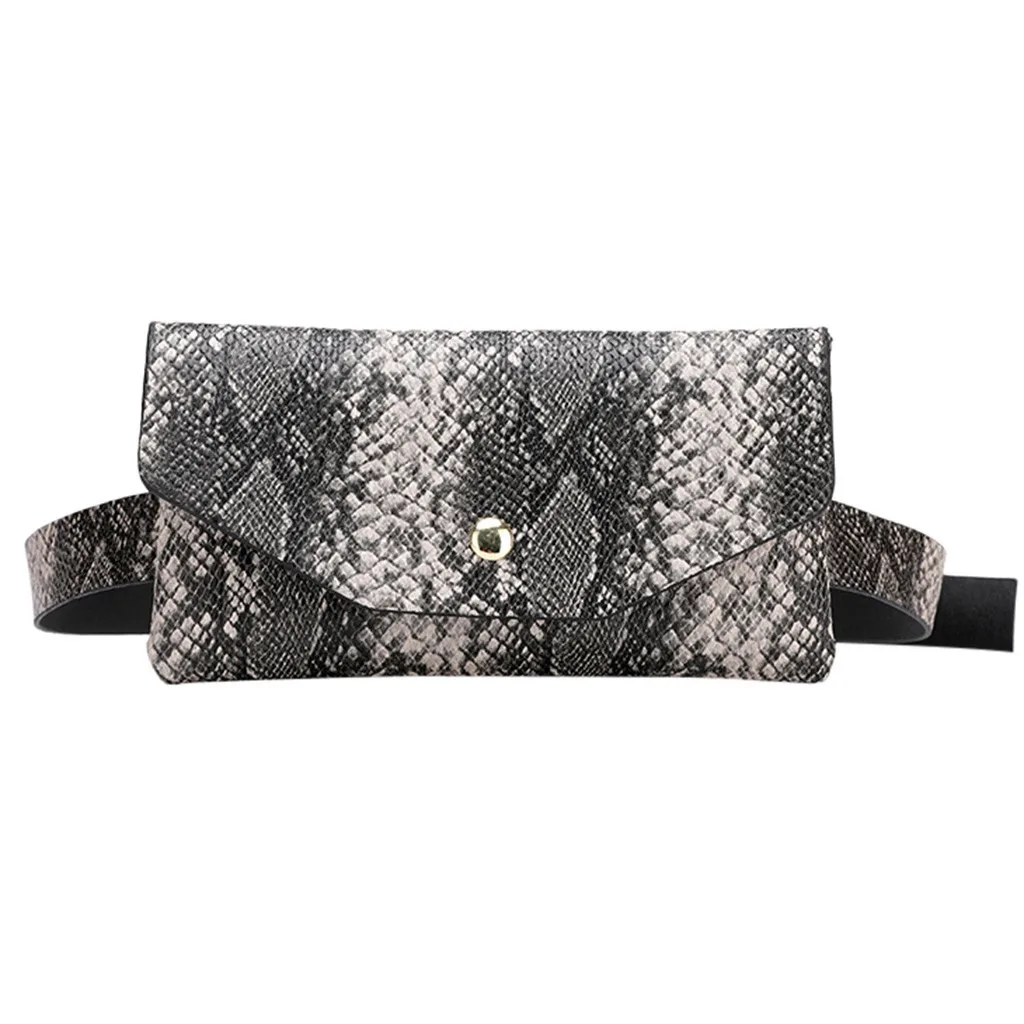 

Women Fanny Pack Vintage Serpentine Waist Pack High Quality PU Leather Phone Pouch Snake Skin Waist Bag Messenger Bags #3