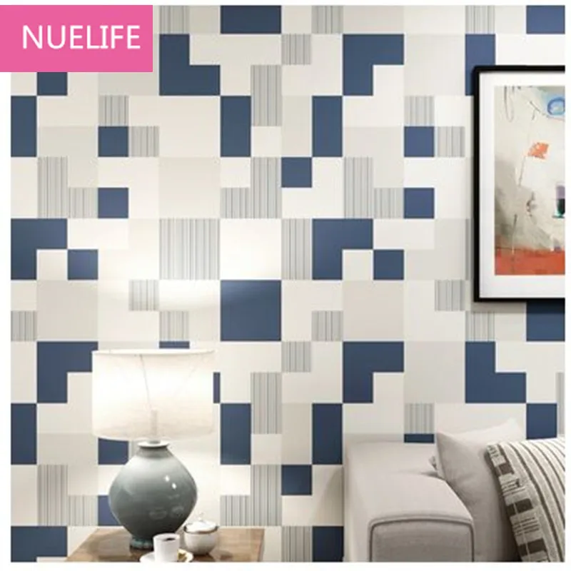 

0.53x10m Modern fashion lattice pattern nonwovens wallpaper 3D stereo bedroom living room TV sofa background wall paper N2