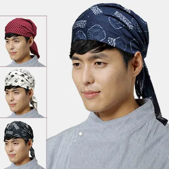 

(10pcs/lot)Men and women general Korean Japanese cuisine chef hat waiter working cap baotou sushi cleaning turban The adjustable