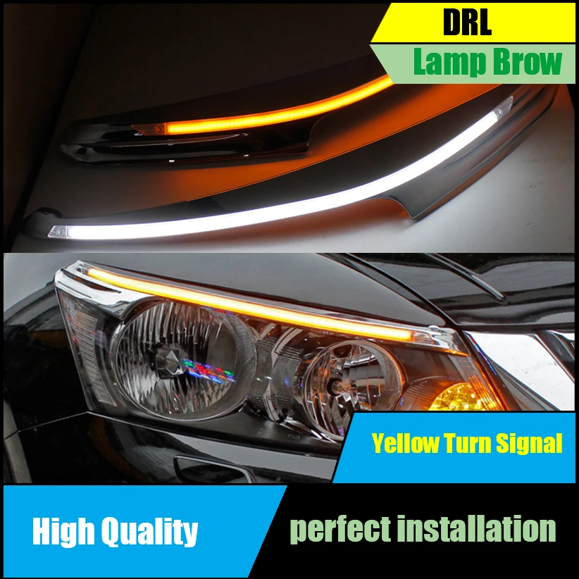 

Car-styling For Honda Accord 8th 2008-2013 LED Headlight Eyebrow Daytime Running Light White DRL With Yellow Turn Signal Lamp