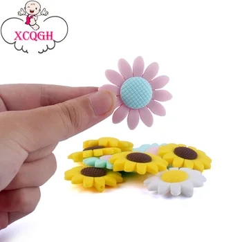 

XCQGH 10PCS Baby Teether Silicone Sun Flower Bulk Beads Molar Silicone Accessories DIY Pendant Necklace Baby Teether