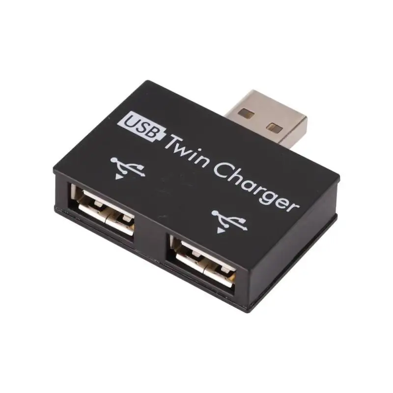 Mini USB Twin зарядное устройство s USB 2 порты и разъёмы зарядное устройство переходник сплиттер хаб для Мобильные Телефоны Компьютеры U диск Мышь