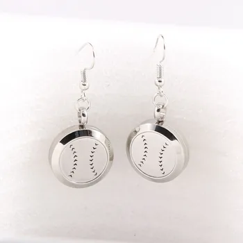 

Baseball 20mm Essential Oils Diffuser Locket Earrings Perfume Aroma Stainless Steel Diffuser Locket Earrings Mother's Day Gift