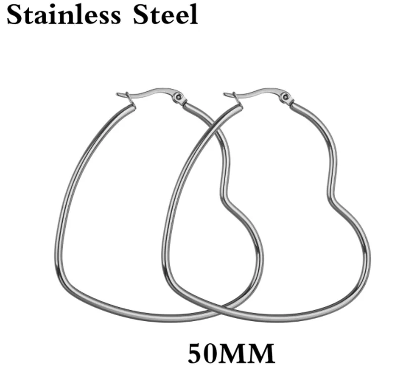 Простые большие серьги из нержавеющей стали, эллипс, Геометрическая любовь, квадратный дизайн, стальной цвет 316L, титановая сталь, большие серьги