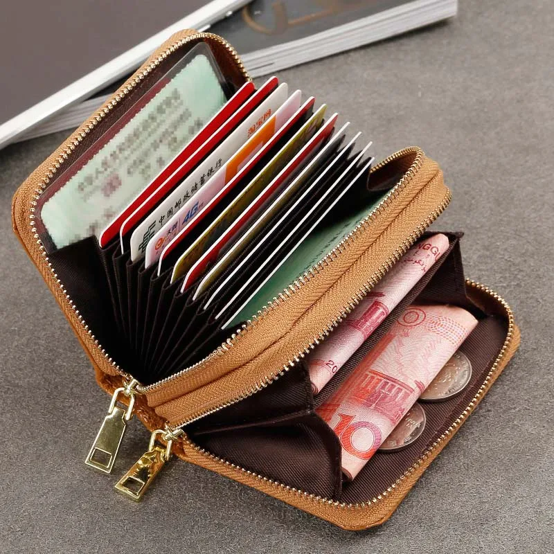 

Double zipper large capacity multi-card position organ card women's card holder credit card set men's purse driving license