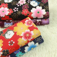 Половина двора импорт хлопок лен Ретро ткань мягкий бриз позолоченный мультфильм собака голова печати ручной работы DIY Лоскутная сумка telas A745