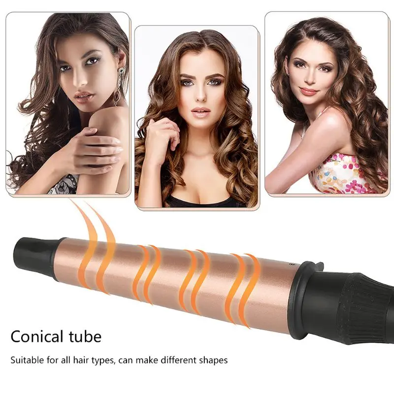 

Pro Salon Tourmaline Ceramic LED Display Curling Iron Hair Curler Waver Maker+Heat Resistant Protective Glove