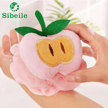 

SBLE Shower Sponge Baby Bath Flower Cute Fruit Shape Lovely Soft Mesh Loofahs Exfoliate Skin Body Scrubber Bathroom Accessories