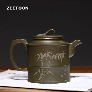 

Authentic Yixing Teapot 400ml High Capacity Qingfeng Zhu Ying Bamboo Pot Tea Maker Purple Clay Pot Zisha Coffee Kettle Tea Set