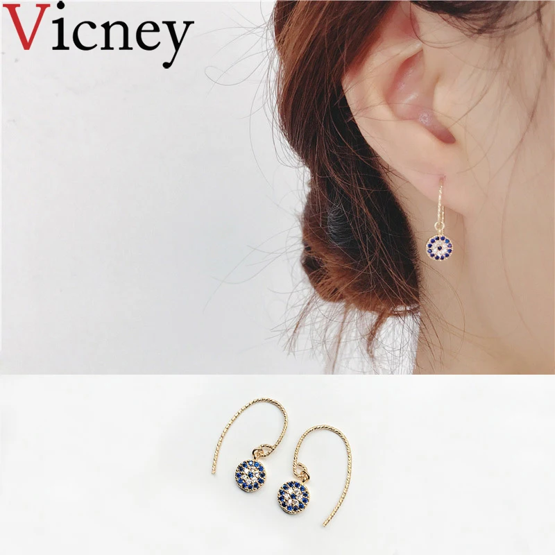 Vicney 2019 новые серьги от сглаза дьявола 925 стерлингового серебра Шарм Кристалл