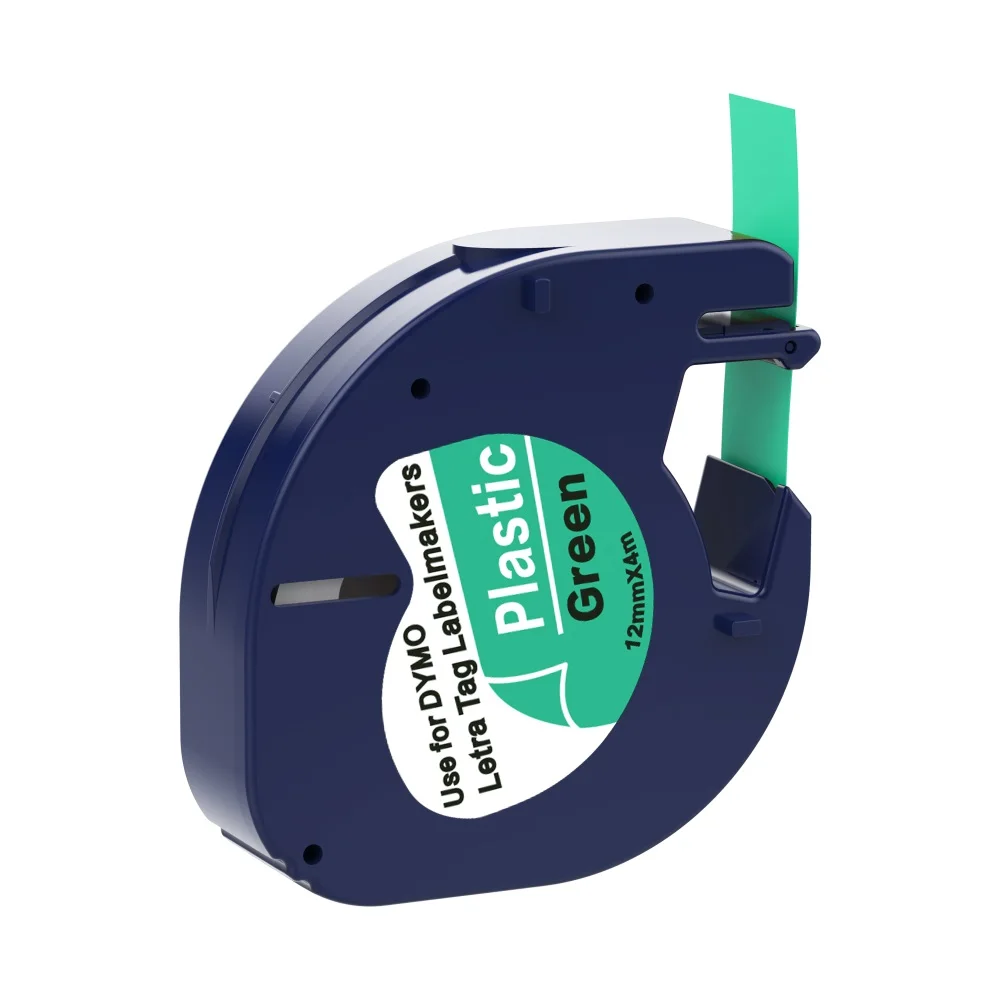 أسود على الأخضر متوافق التسمية dymo البلاستيك أشرطة ل DYMO LetraTag 91204 سلسلة طابعات 1/2 \