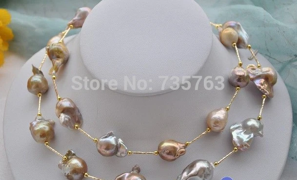 

xiuli 0015145 PINK LAVENDER BAROQUE KESHI REBORN PEARL NECKLACE