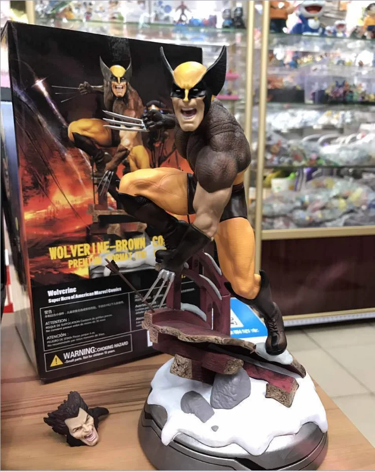 

23.5cm Marvel X-Men Wolverine Logan Statue PVC Action Figure Collectible Model Toys with exchange haed with Original Box