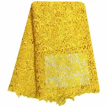 Африканская кружевная ткань желтый цвет гипюр кружевная ткань высокое качество нигерийский шнур кружевная ткань для свадебных платьев 13-5
