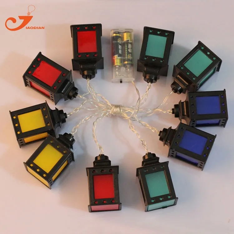 black lantern multicolor LED lights clear wire  (9)