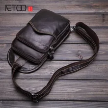 AETOO Men 's Casual Bags Genuine Leather Oil Wax Cowhide Shoulder Bag Casual Messenger Bag Retro Men Bag new retro design style oil wax genuine leather cowhide men s crossbody shoulder bag travel leg bag pack men waist bag