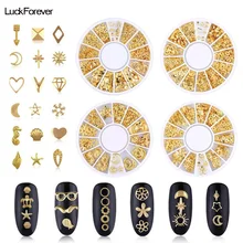 3D самодельные Украшения для ногтей амулеты Золотая Звезда Сердце заклепки цветок дизайн ногтей Стразы панк металлический сплав гвоздь шпильки ювелирные изделия аксессуары