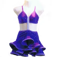 Латинский танец костюм сексуальный старший спандекс платье латинского танца для женщин конкурс танцев латинского платья S-4XL LD-107