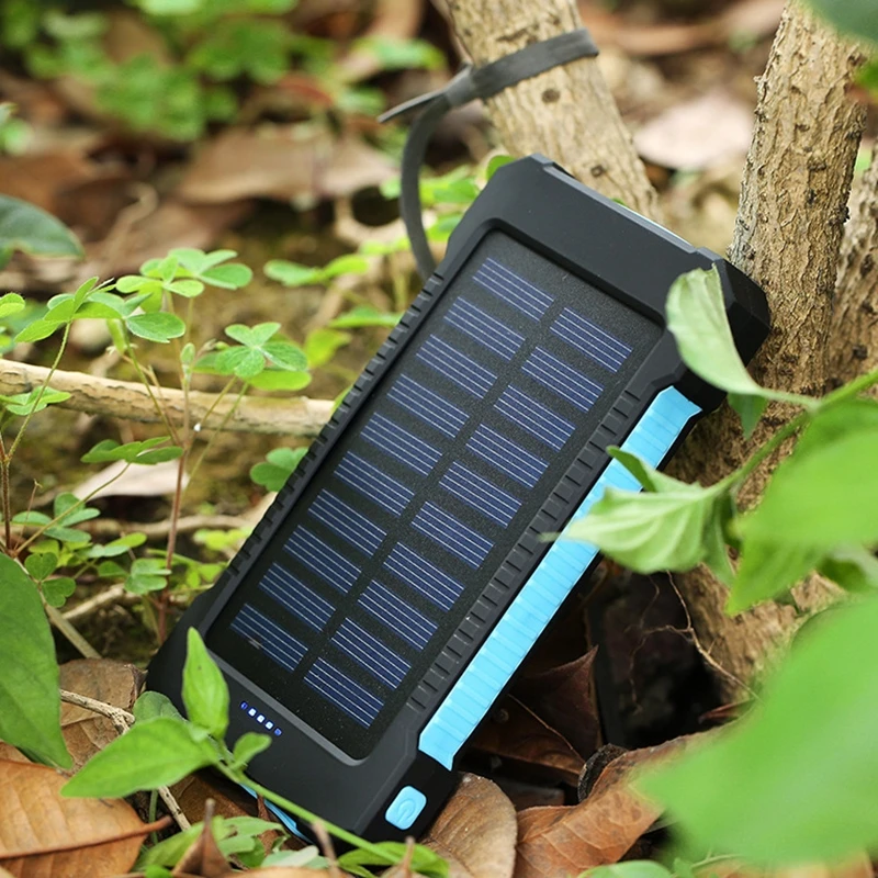 

Solar Power Bank Waterproof 6000mAh Solar Charger 2 USB Ports External Charger Solar Powerbank for Smartphone with LED Light